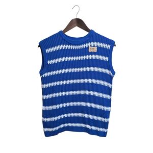 Striped Blue and White Knit Vest